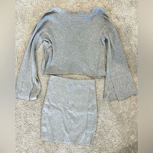 BCBG Generation Grey Two Piece Top and Skirt Set Sz Small
